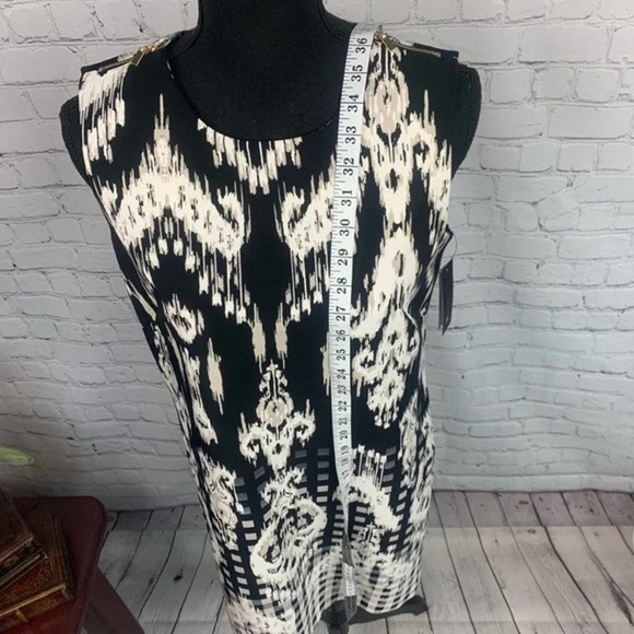 AB STUDIO | Black White Ikat Abstract Sheath Dress NWT Size 8 - Picture 2 of 5